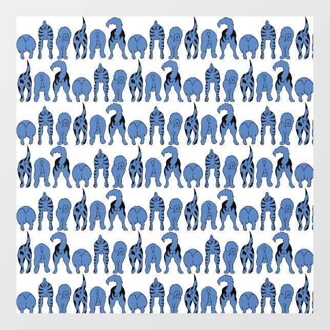Blue Dog Butts Pattern Wall Decal (Front)
