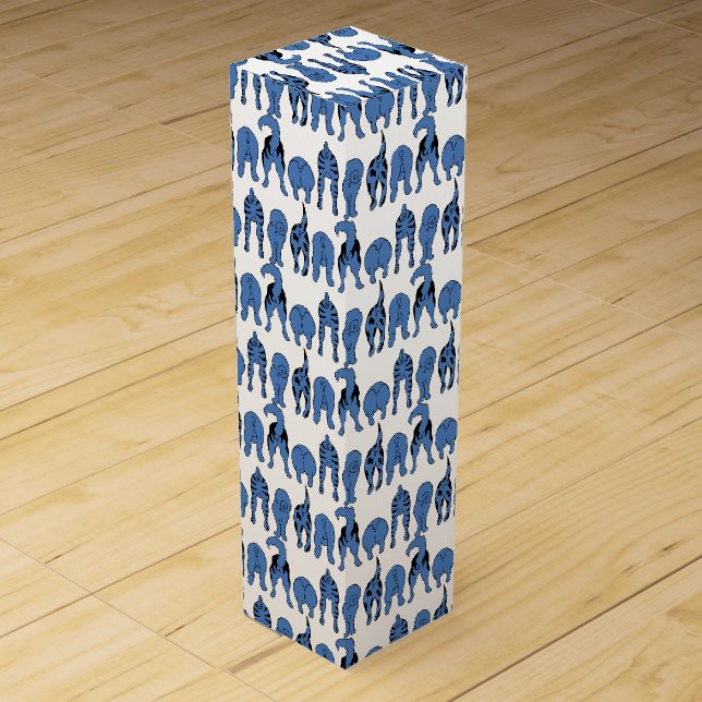 Blue Dog Butts Pattern Wine Box (Front)