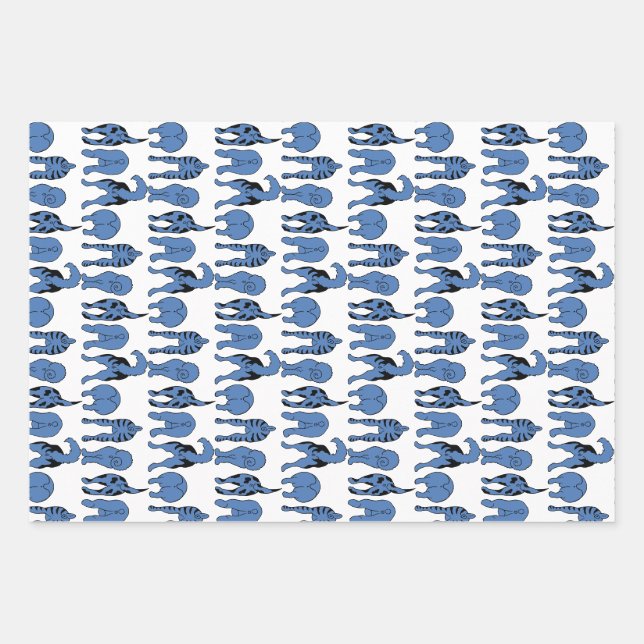 Blue Dog Butts Pattern Wrapping Paper Sheets (Front)