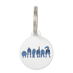 Blue Dog Butts Pet ID Tag