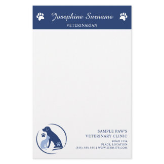 Blue Dog &amp; Cat Logo Veterinary Clinic Custom Logo Stationery