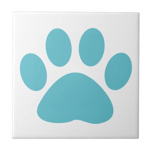 Blue Dog Cat Paw Print Ceramic Tile