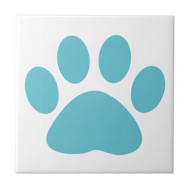 Blue Dog Cat Paw Print Ceramic Tile (Front)
