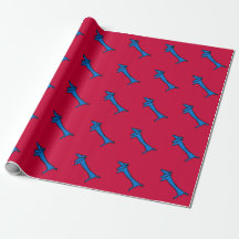 Blue Dog Christmas Wrap Wrapping Paper