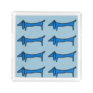 Blue Dog Dachshund Acrylic Tray