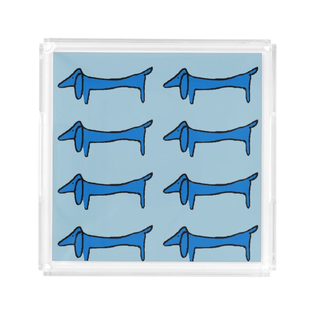 Blue Dog Dachshund Acrylic Tray (Front)