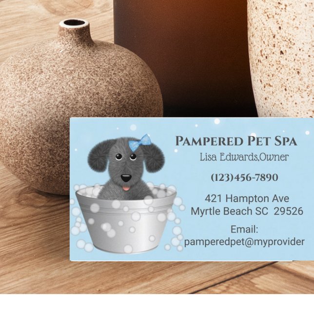 Blue Dog Grooming Dog Spa Appointment Card (Creator Uploaded)