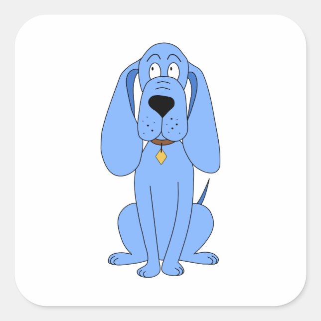 Blue Dog. Hound. Square Sticker (Front)