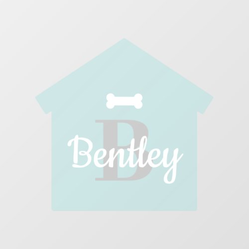 Blue Dog House Wall Decal with Name and Initial