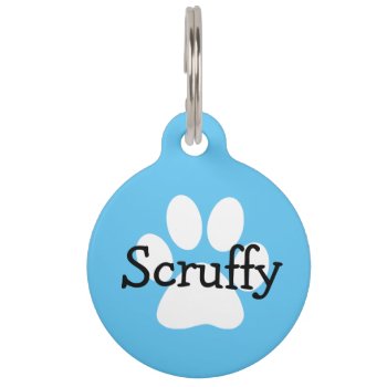 Blue Dog Name And Address Paw Print Dog Tag by Everything_Grandma at Zazzle