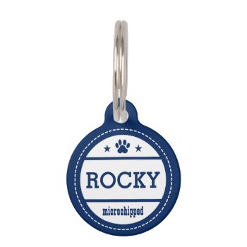 Blue Dog Name Microchipped Call My People Pet Name Tag by INAVstudio at Zazzle