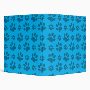 Blue dog paw print 3 ring binder