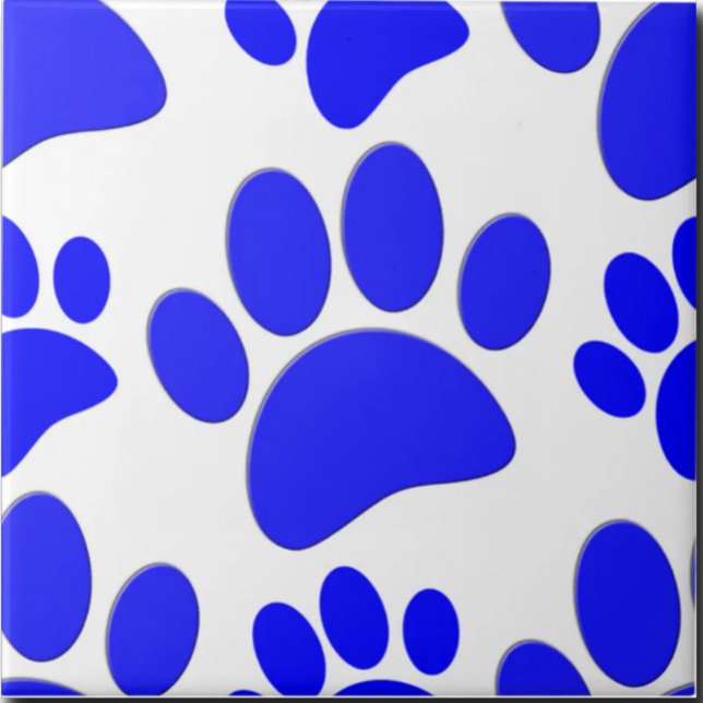 Blue Dog Paw Print Cute Puppy Ceramic Tile (Creator Uploaded)