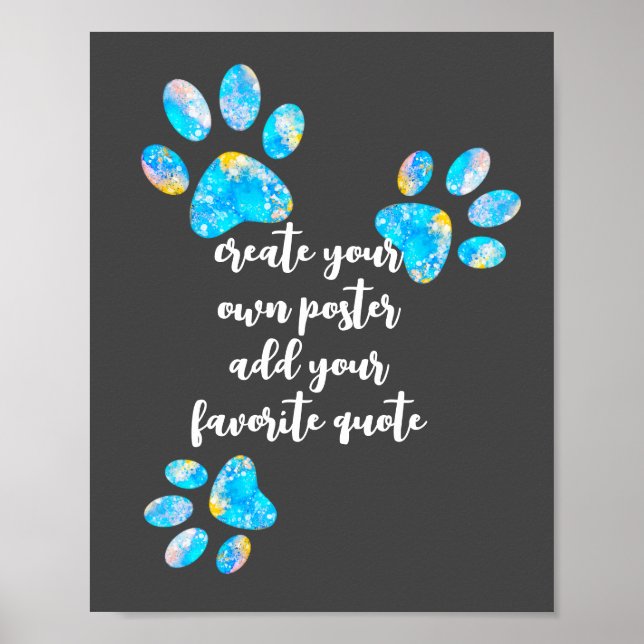  blue dog paw print on gray add text create your  (Front)