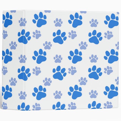 Blue Dog Paw Print Simple Animal Lover Puppies 3 Ring Binder