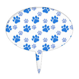 Blue Dog Paw Print Simple Animal Lover Puppies Cake Topper