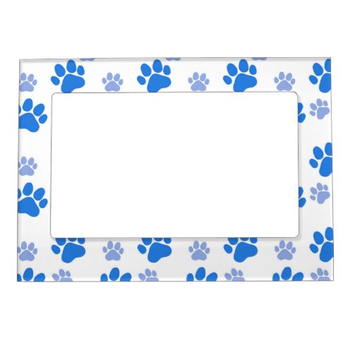 Blue Dog Paw Print Simple Animal Lover Puppies Magnetic Frame