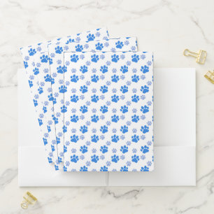 Blue Dog Paw Print Simple Animal Lover Puppies Pocket Folder