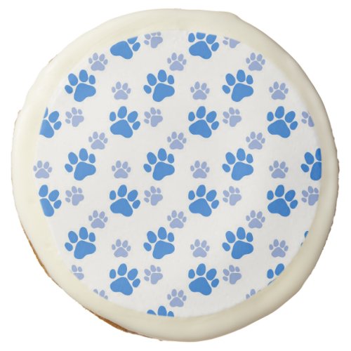Blue Dog Paw Print Simple Animal Lover Puppies Sugar Cookie