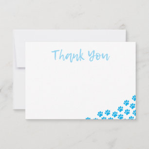 Blue Dog Paw Prints Dog Birthday Thank You Pet Note Card