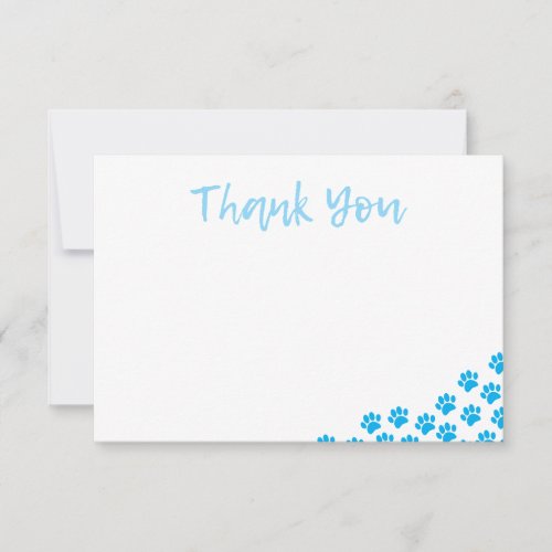 Blue Dog Paw Prints Dog Birthday Thank You Pet Note Card