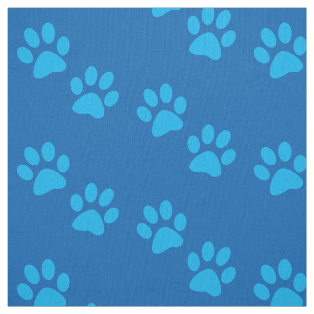 Blue Dog Paw Prints Fabric (Swatch)