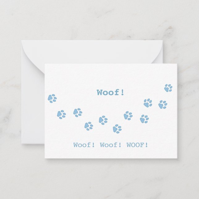 Blue Dog Paw Prints Pet Owner's Cute Personalized Note Card (Front)