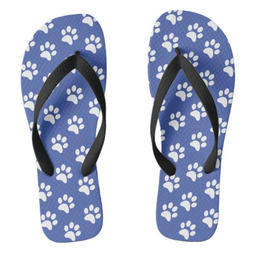 Blue Dog Pawprint Flip Flops