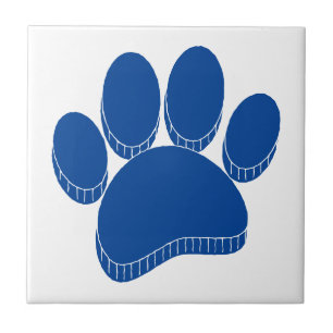 Blue Dog Pawprint Hand Drawn Custom Ceramic Tile