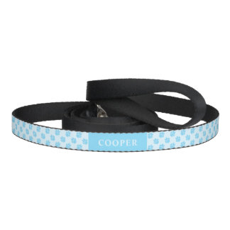 Blue Dog Paws Pattern With Custom Name Pet Leash