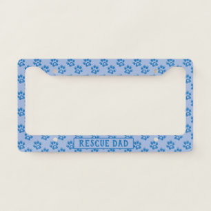 Blue Dog Prints Rescue Dad License Plate Frame