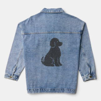 Blue Dog Silhouette Minimal Art Denim Jacket