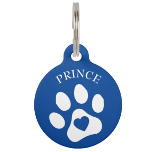 Blue Dog Tag with Name and Phone Round Pet Tag