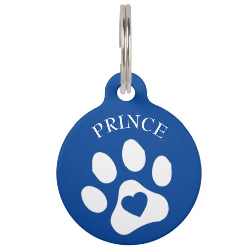 Blue Dog Tag with Name and Phone Round Pet Tag