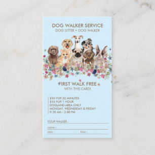 Blue Dog Walker Service Free gift name Business Card