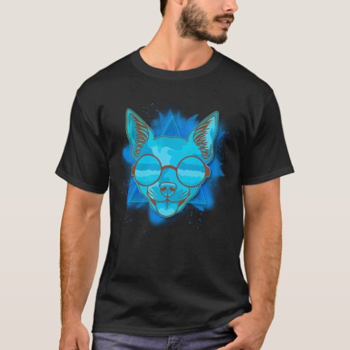 blue dog with glasses  Abstract  T_Shirt