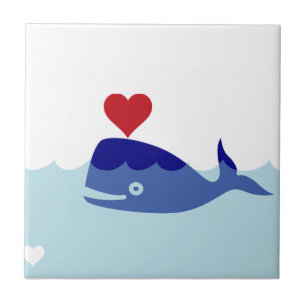 Blue Dolphin and Waves Ceramic Tile