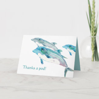 Blue Dolphin Art Funny Thank You Cards