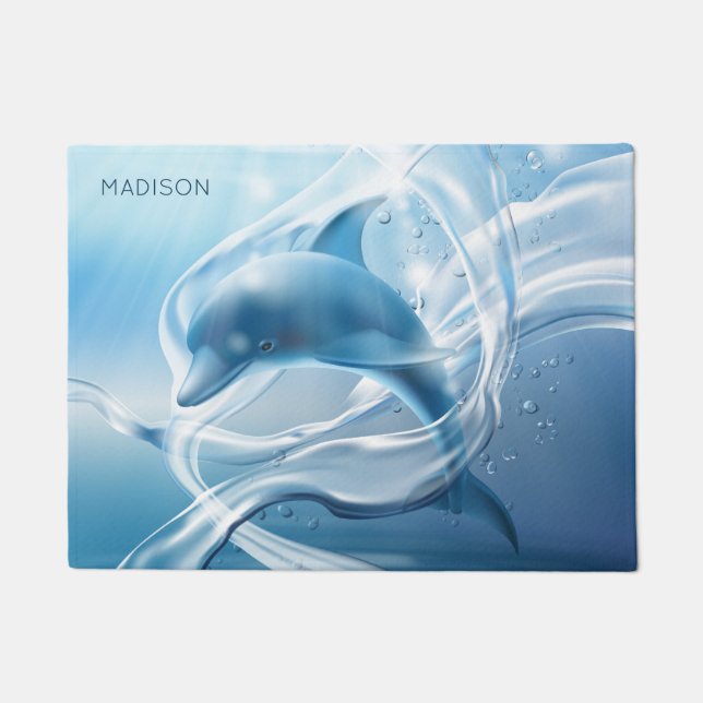 Blue Dolphin custom name door mat (Front)