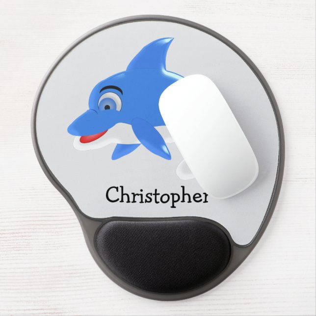 Blue Dolphin Design Gel Mouse Pad (Left Side)