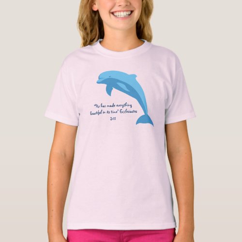 Blue dolphin design with Ecclesiastes bible verse T_Shirt