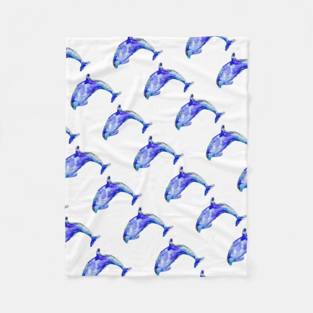 Blue Dolphin Fleece Blanket (Front)