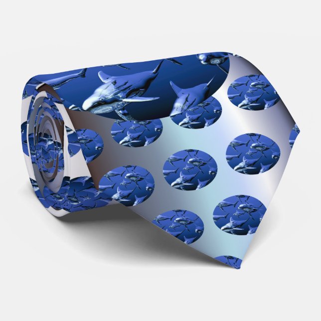Blue Dolphin Neck Tie (Rolled)
