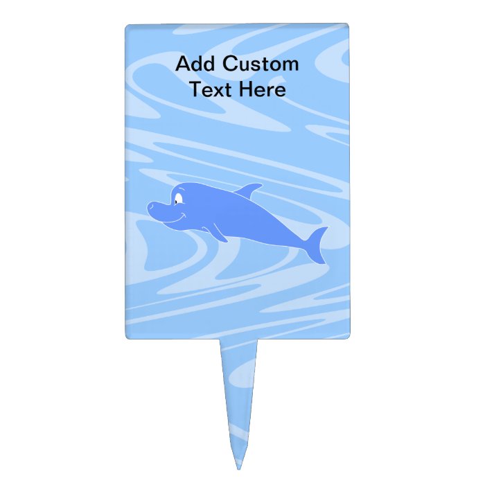 Blue Dolphin on Wavy Pattern. Rectangular Cake Toppers