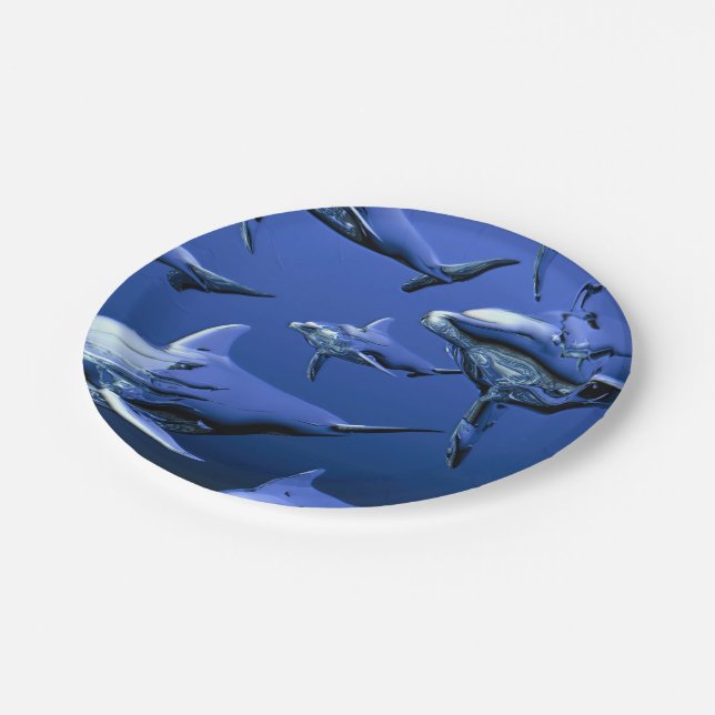 Blue Dolphin Paper Plates (Angled)