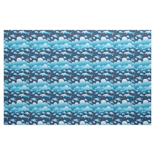 Blue Dolphin Pattern Classic Trending Modern Cute Fabric