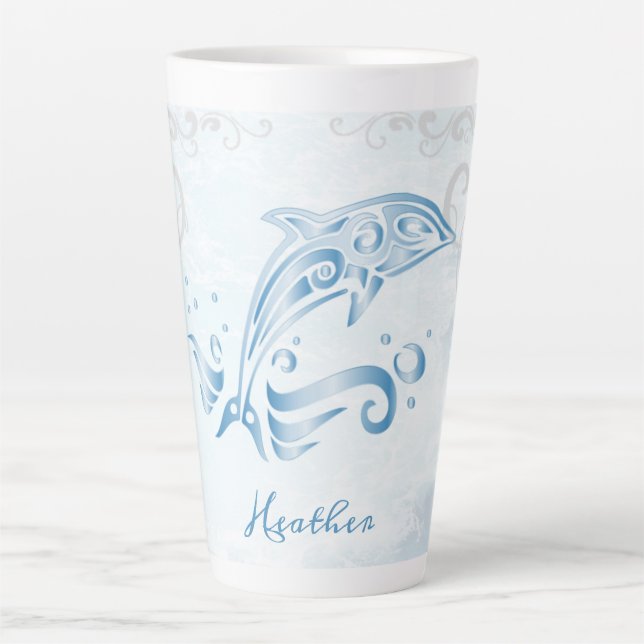 Blue Dolphin Personalized Latte Mug (Front)