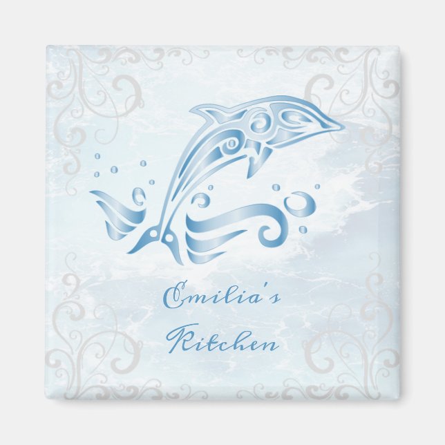 Blue Dolphin Personalized Magnet (Front)