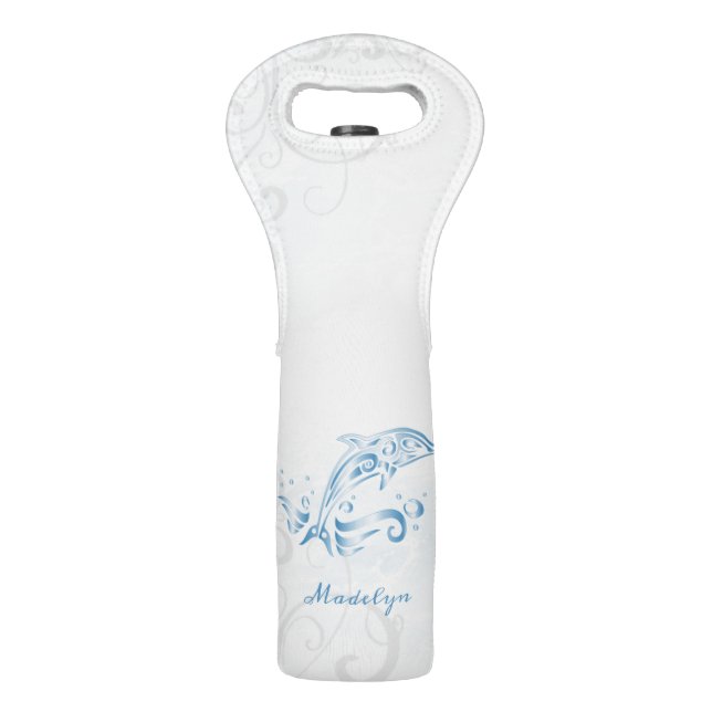 Blue Dolphin Personalized Wine Bag (Front)