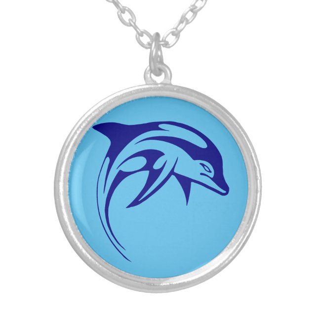 Blue dolphin silver plated necklace (Front)
